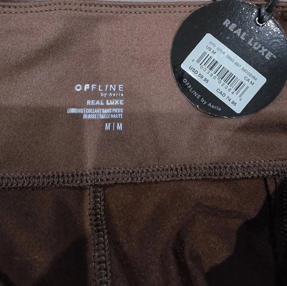 OFFLINE by Aerie Legging Women Brown Faux Leather NWT High Waisted - Picture 6 of 7